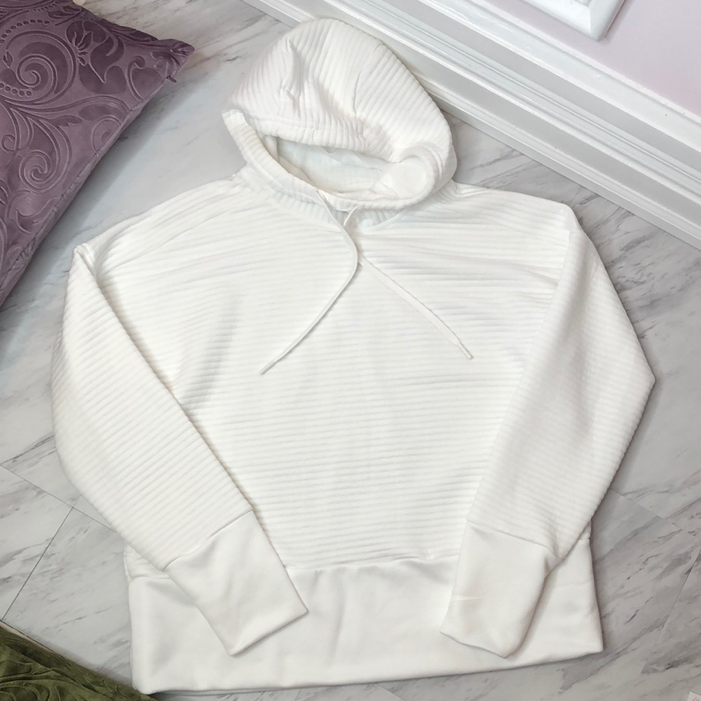 Nike Dri-Fit White Ribbed Hoodie, Women’s XS